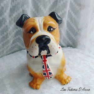 vintage cookie jar, good condition, bulldog , dog, dog cookie jar ,ceramic jar